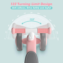 DRAMATION baby balance bike pink easy-assembly image for quick setup.
