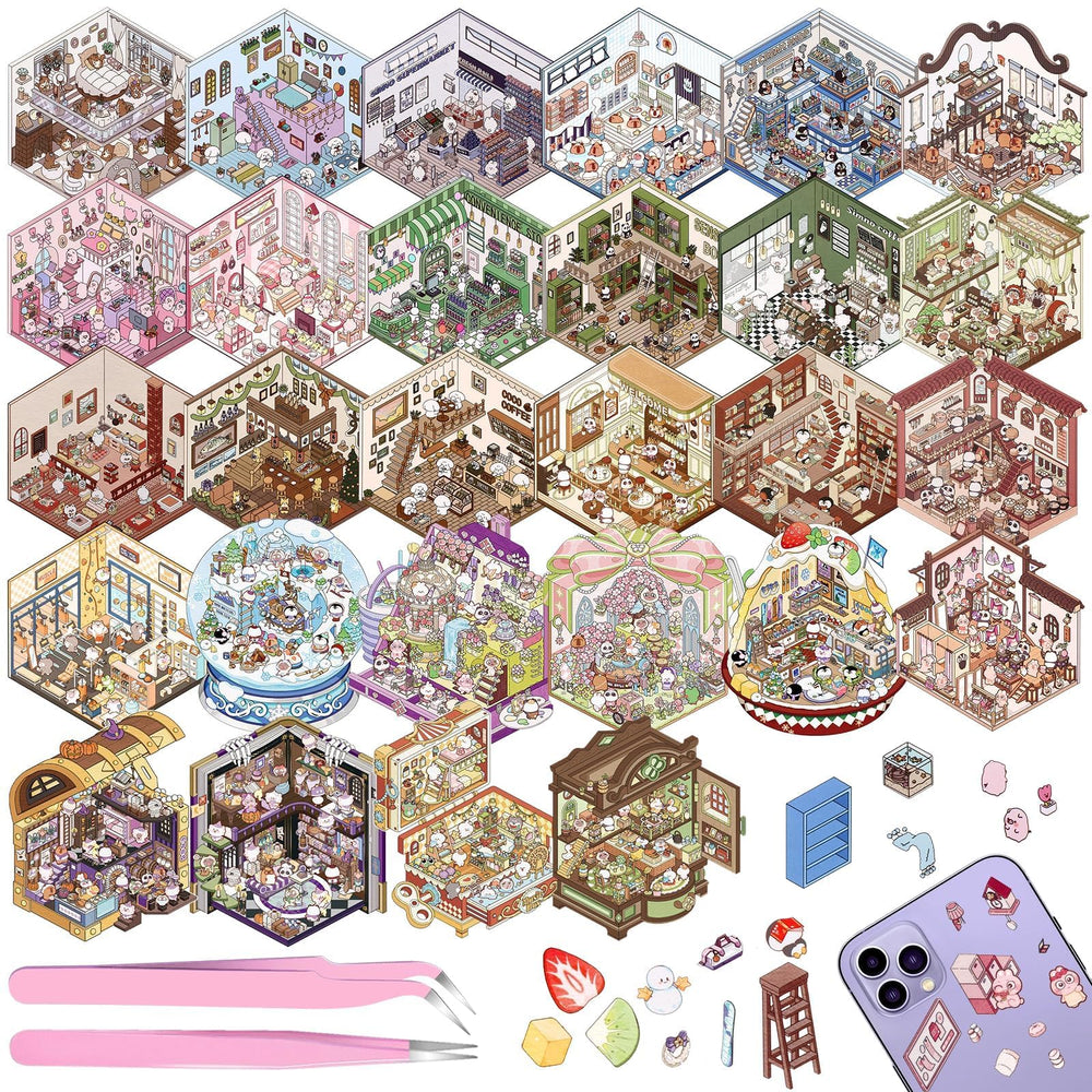 Draupnir DIY 3D House Stickers scene pack adds depth to your miniatures.