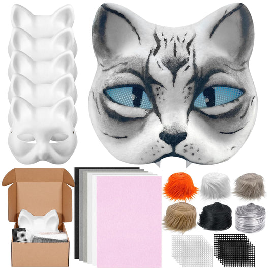 Draupnir Therian cat mask kit blank mask ready for painting, ideal for DIY costumes.