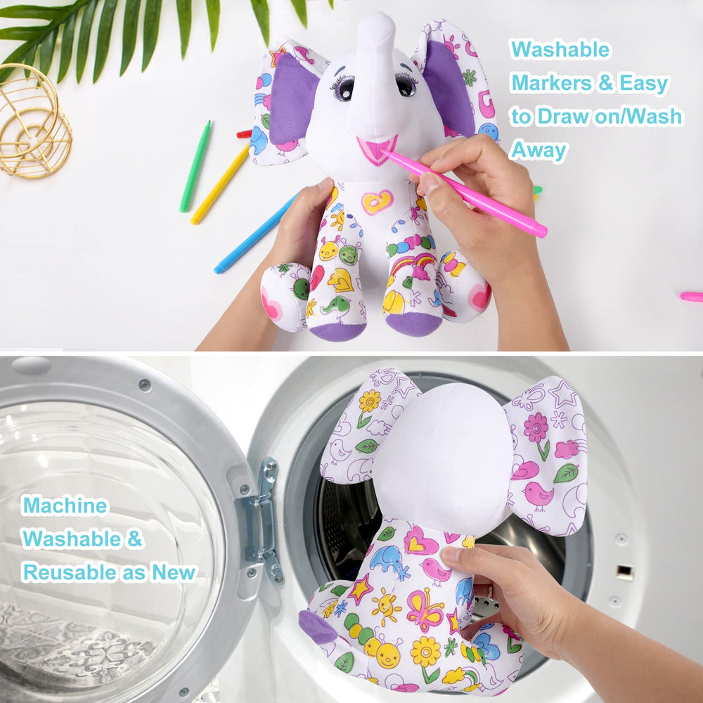 DRAWMYTOY elephant coloring plush body doodles close-up invites coloring fun