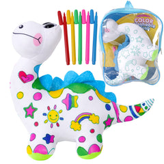 DrawMyToy dinosaur coloring plush toy, ready for colorful doodling adventures.