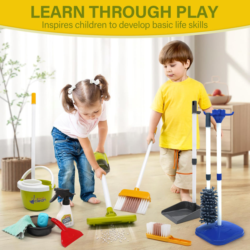 Dreamon cleaning set storage stand helps tidy up after play