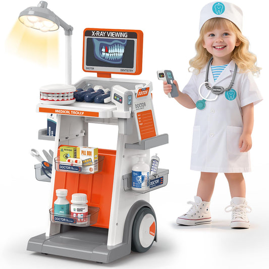 Dreamon Doctor Kit dentist cart with light enables immersive pretend play about dental visits.