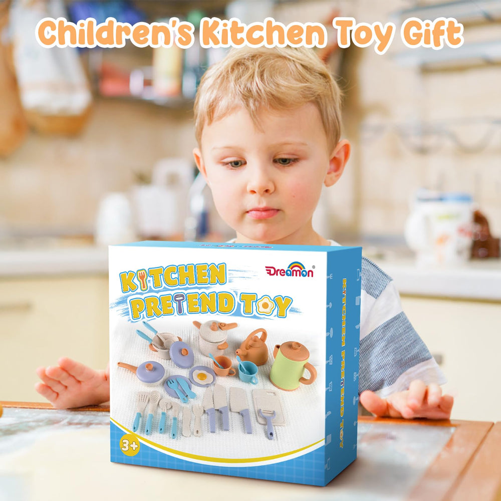 Dreamon kids play kitchen easy-clean material simplifies after-play cleanup.