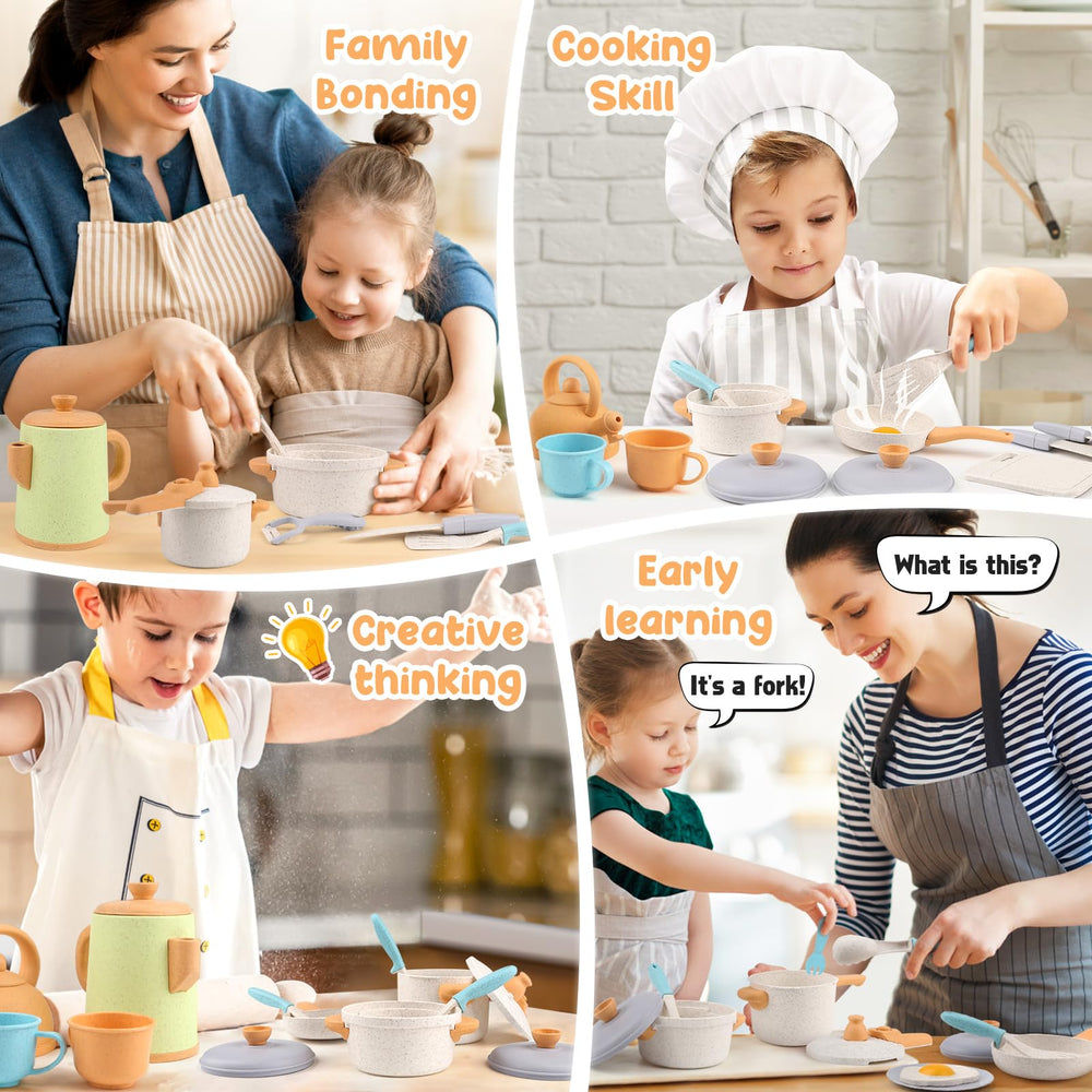 Dreamon kids play kitchen lids and turners for stovetop-style pretend cooking.