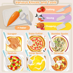 Dreamon kids play kitchen utensils spoons and spatulas to build motor skills during play.