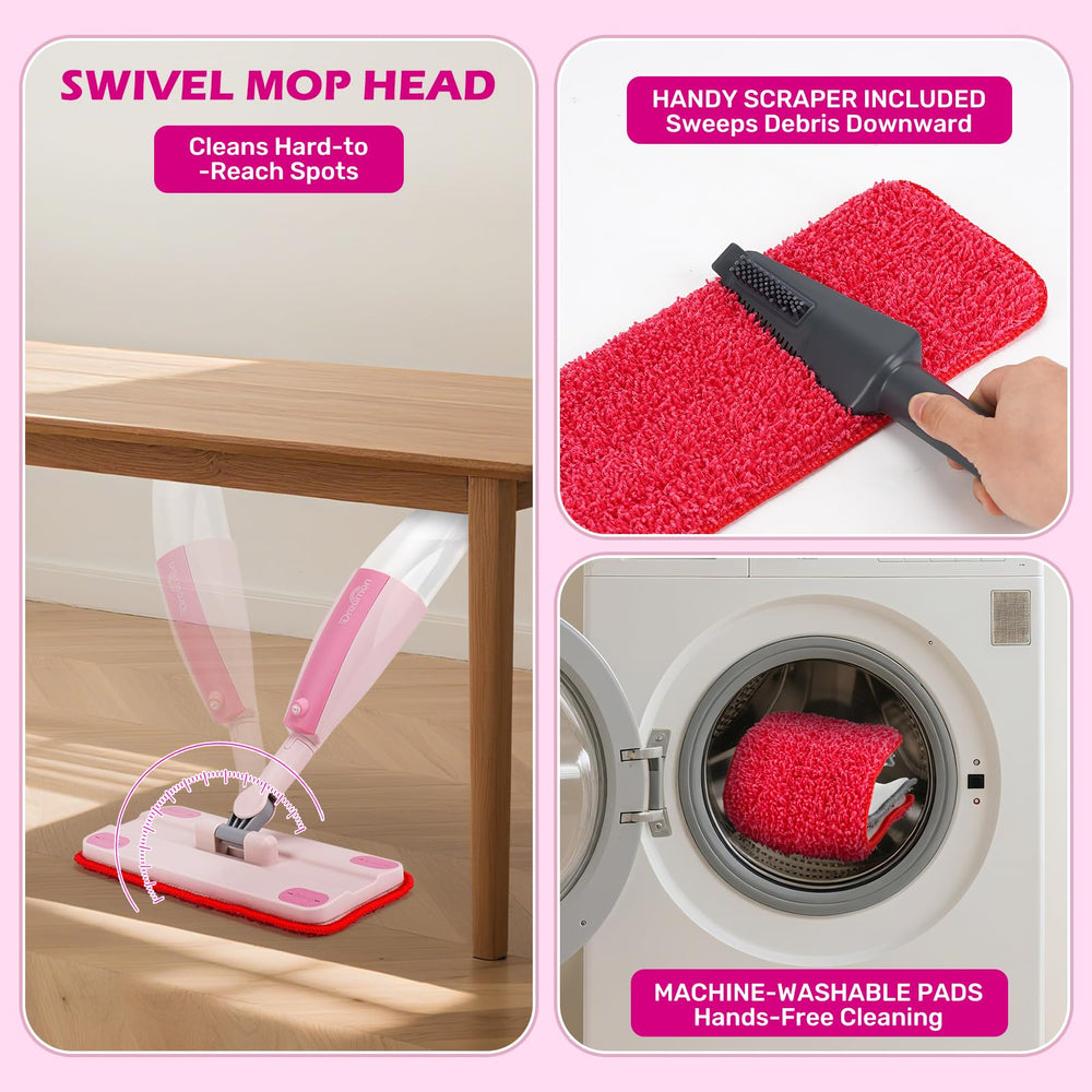 Dreamon Kids Spray Mop assembly shown with snap-on parts for quick setup