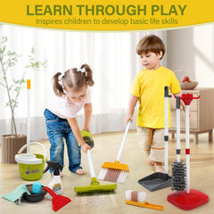 Dreamon toddler cleaning set stand: convenient storage helps tidy after playtime.