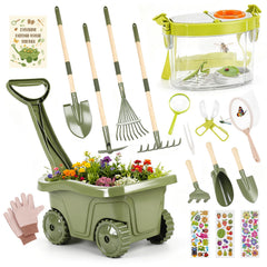 Dreamon wheelbarrow with tools for safe, active outdoor play.