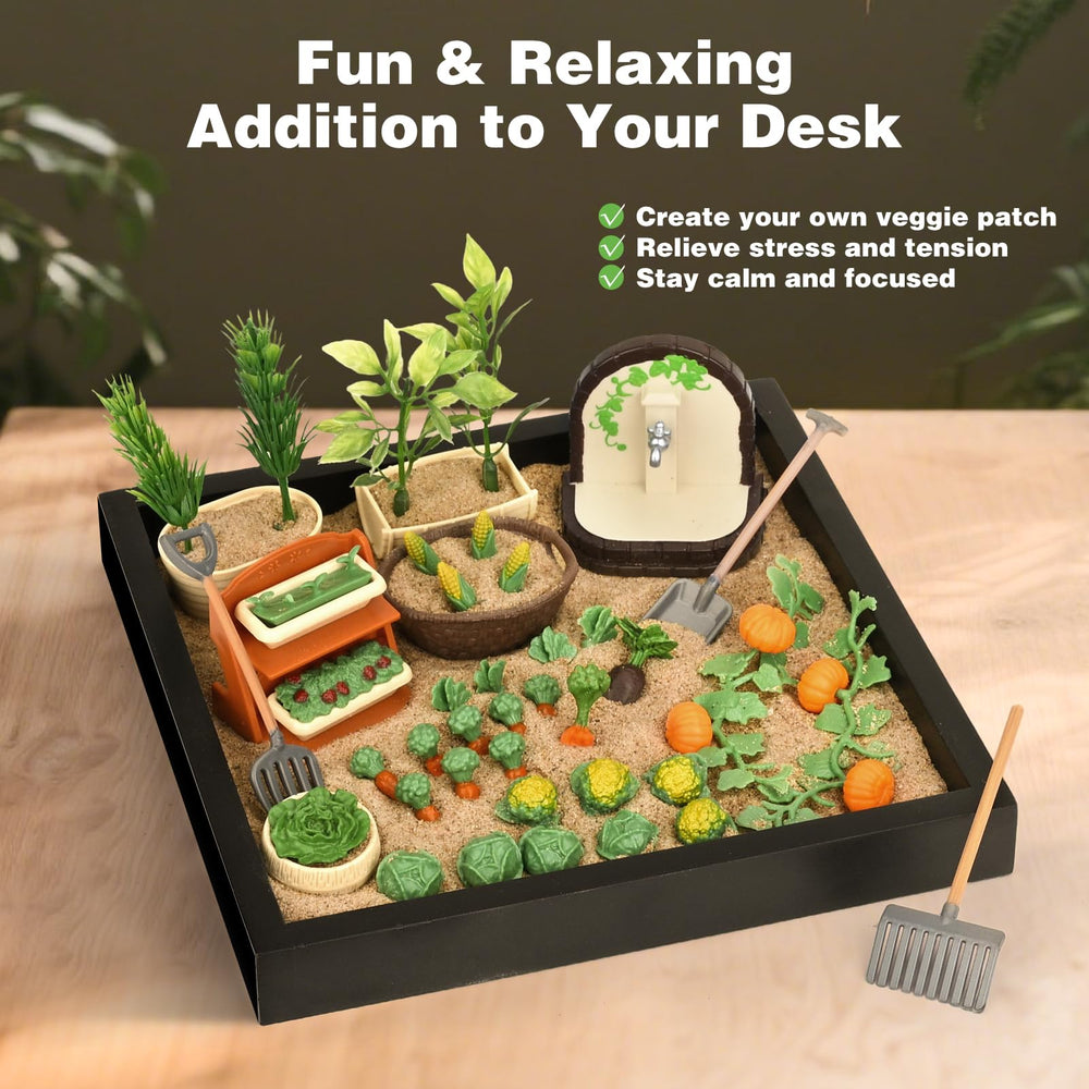 Dreamon Zen Sand Garden tools laid out for tactile desk play