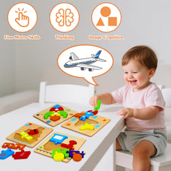 Dreampark wooden vehicle puzzle rocket promotes concentration and sensory exploration