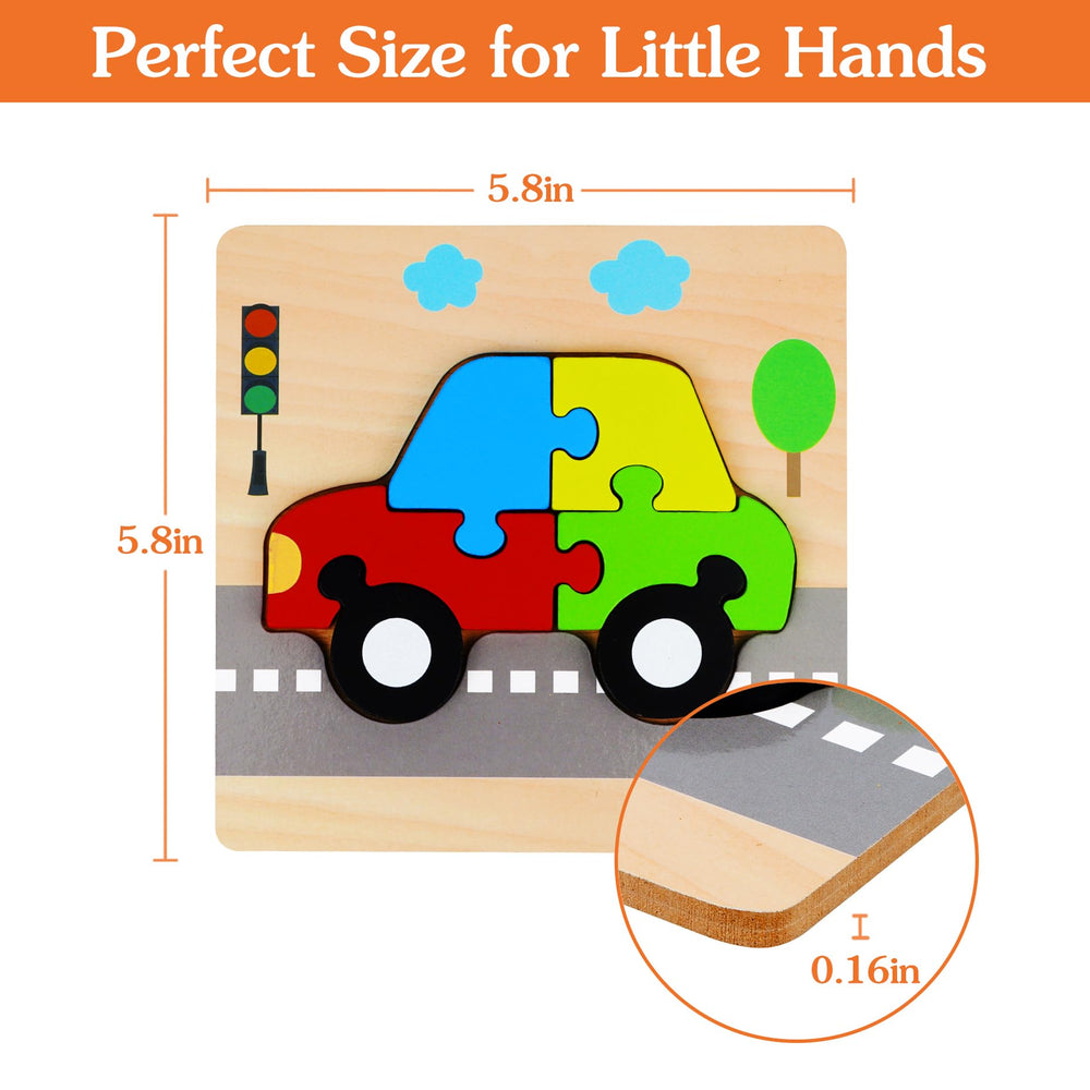 Dreampark wooden vehicle puzzle train enhances sequencing and spatial awareness