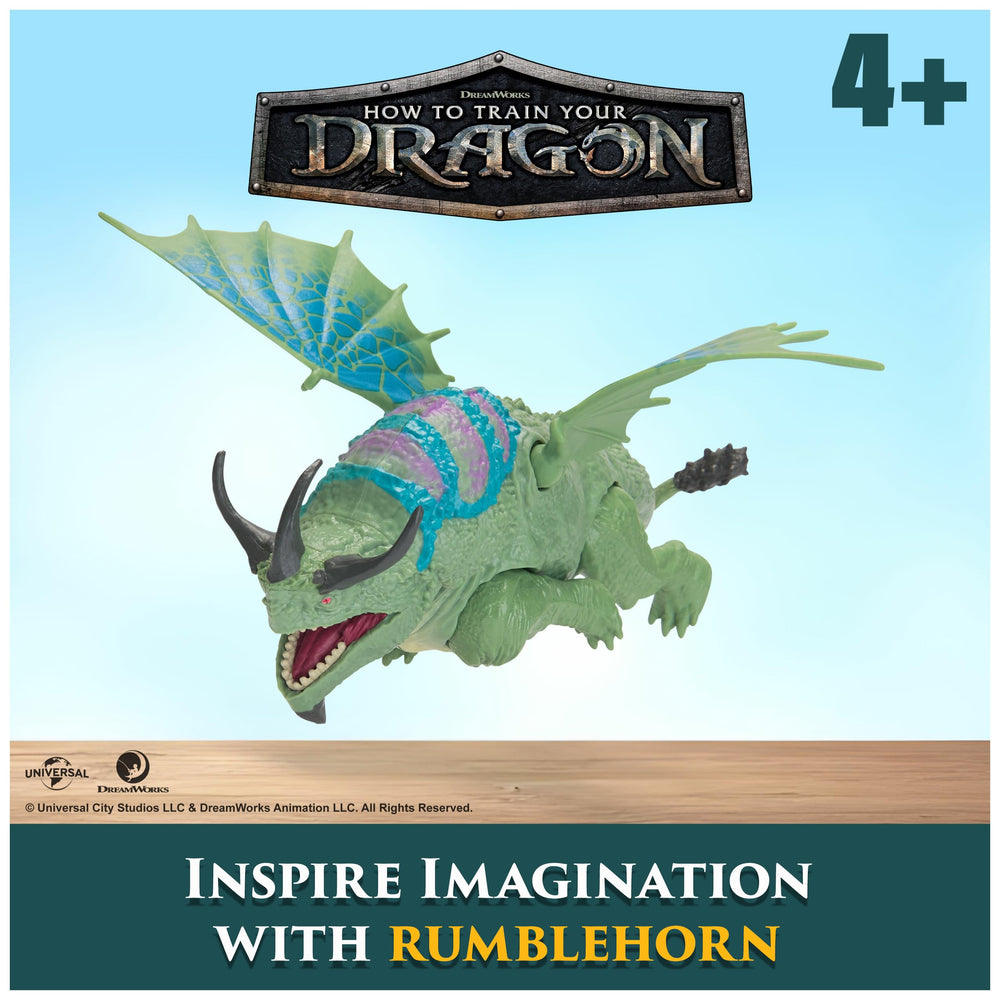 DreamWorks Dragons Rumblehorn figure with poseable legs for action poses.