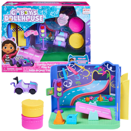 DreamWorks Gabby’s Dollhouse Carlita toy car with working wheels for imaginative play.