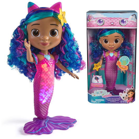 DreamWorks Gabby's Dollhouse mermaid lights up and plays 14 sounds from the movie.