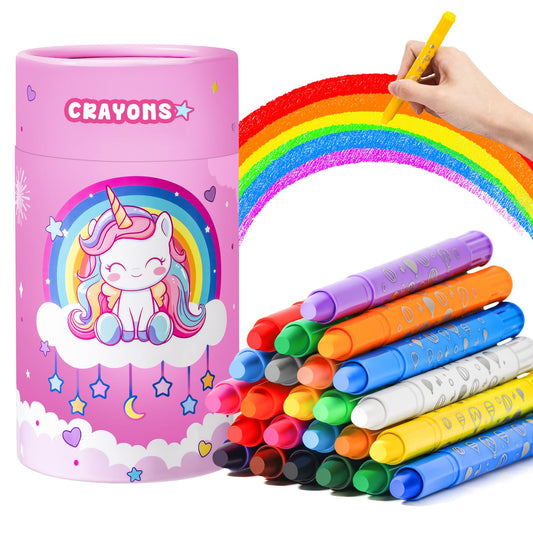 DreamyCandy Twist Crayons 24 colors pack is toddler-friendly and washable.