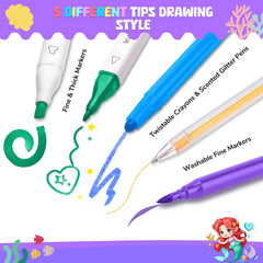 DreamyCandy Washable Fine Tip Brush Markers enable precise lines and tidy hands