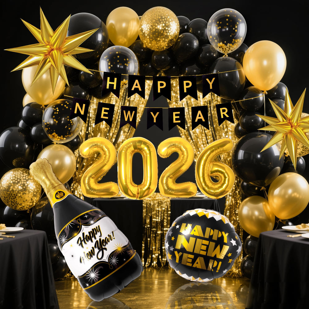 Dreelcny black and gold balloons 10-inch perfect for table centerpieces.