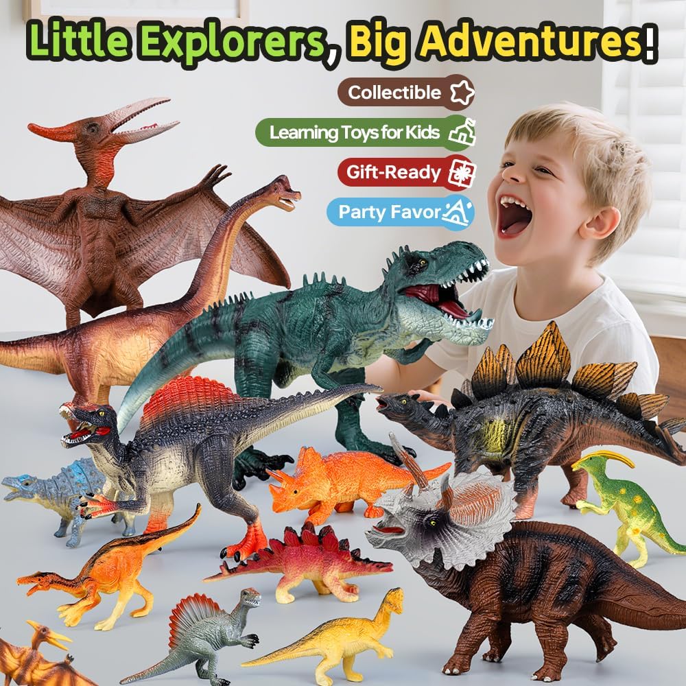Drefirsa bath-friendly dinosaur toys perfect as cake toppers or bath play.