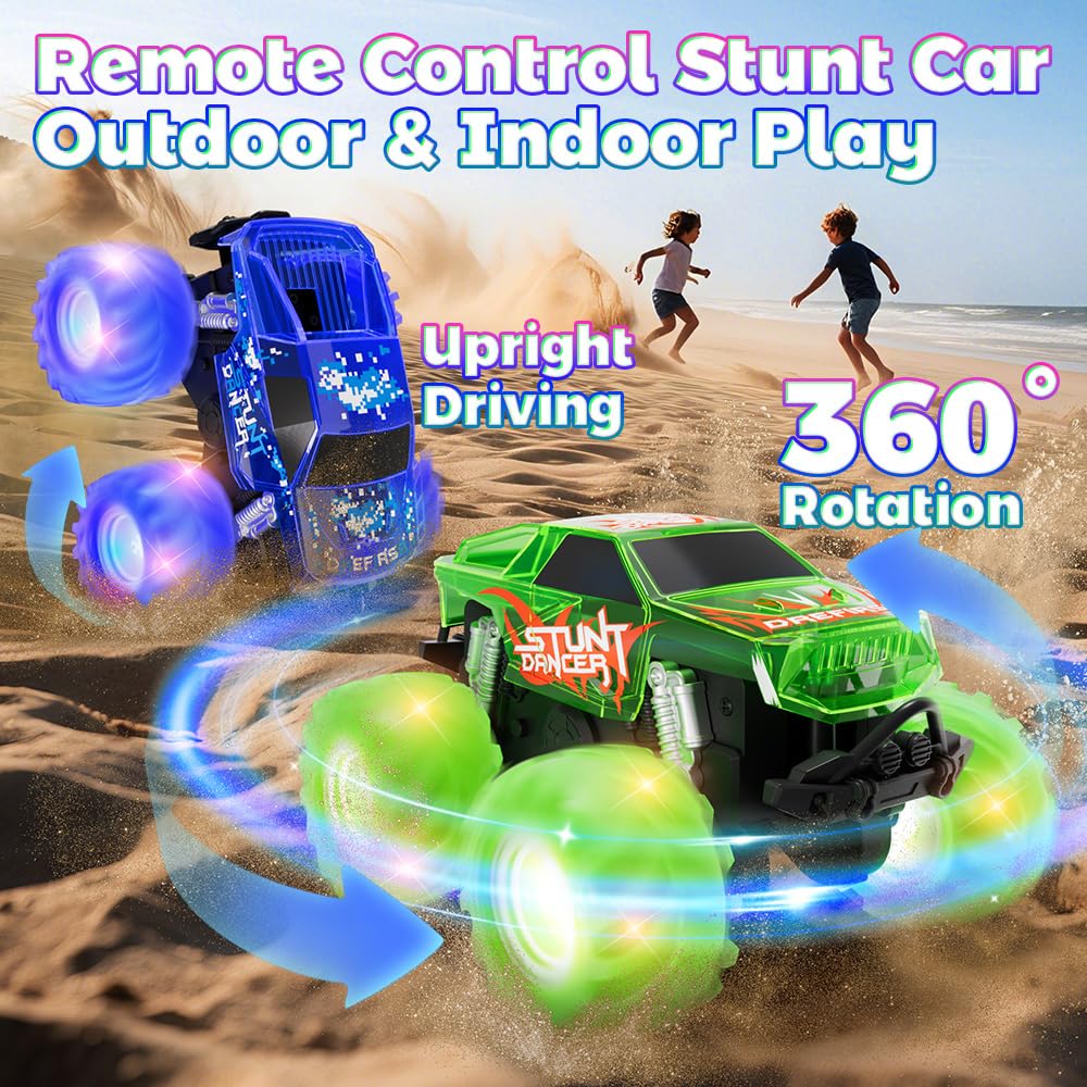 Drefirsa RC Stunt Car with underglow lights for dramatic flips.