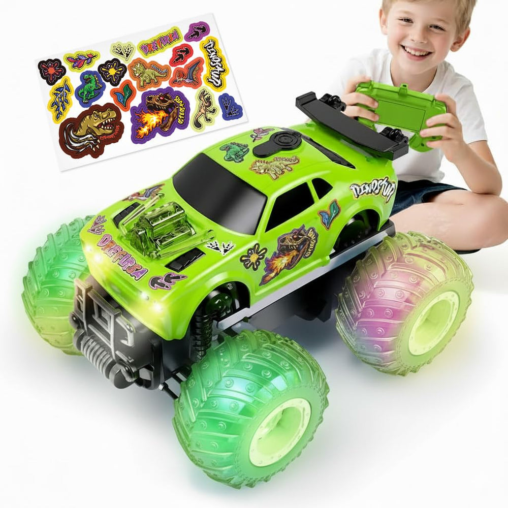 Drefirsa remote control car with dinosaur sticker boosts imaginative outdoor play.