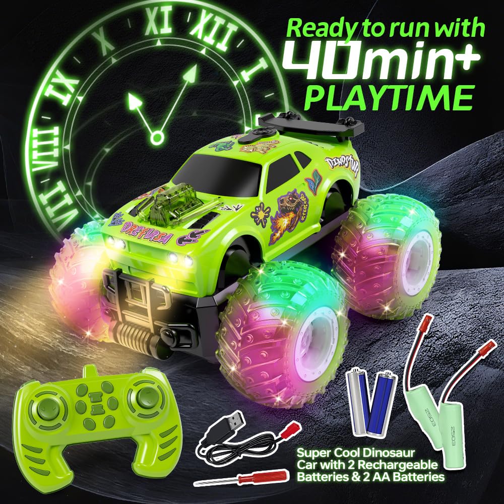 Drefirsa remote control car headlights and spray effect brighten backyard adventures.