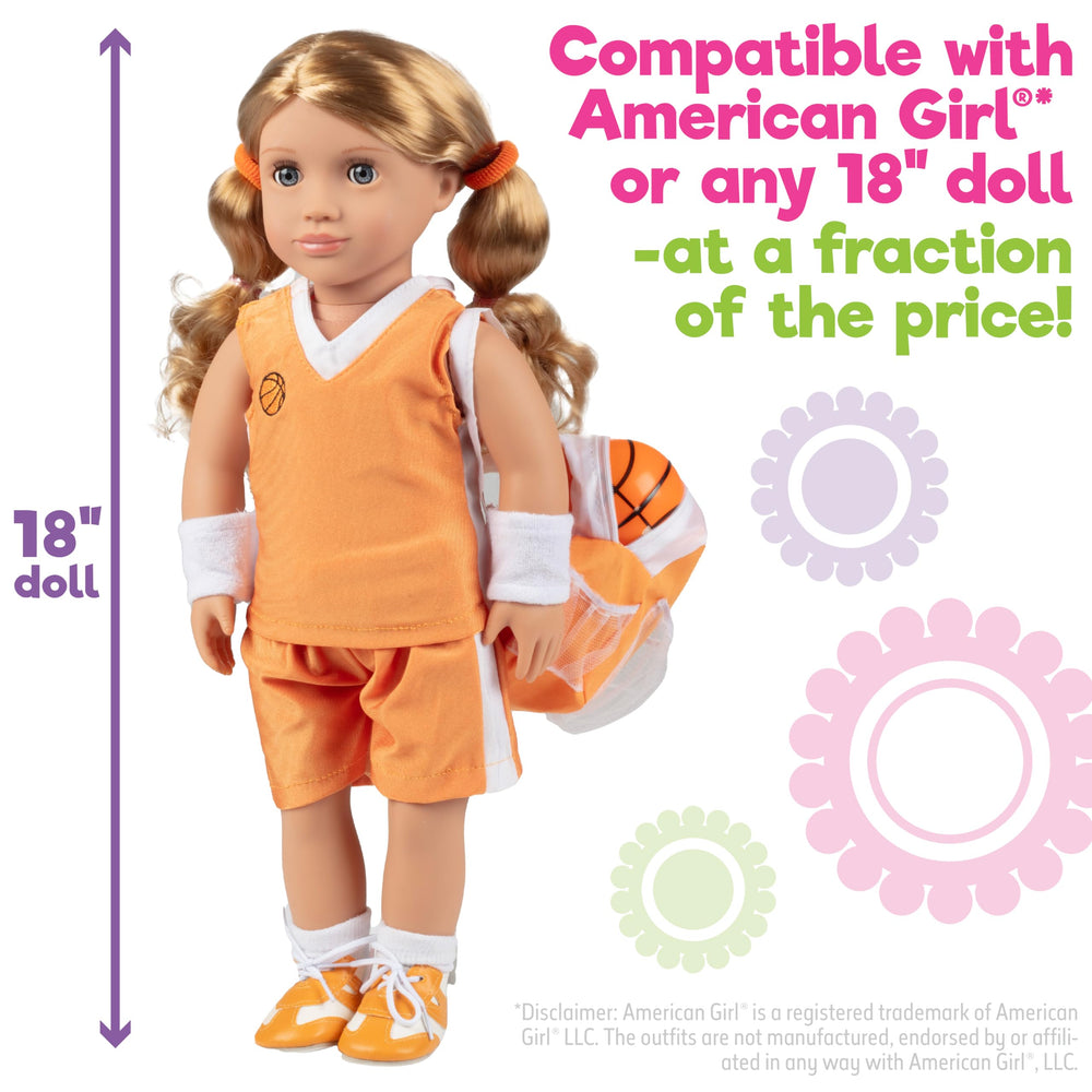 Dress Along Dolly sneakers for 18-inch dolls support secure, stylish on-court fun