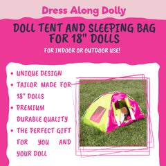 Dress Along Dolly tent features windows and a door for realistic play.