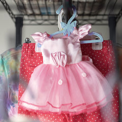 Dress Along Dolly hangers for dresses and skirts simplify wardrobe sorting.