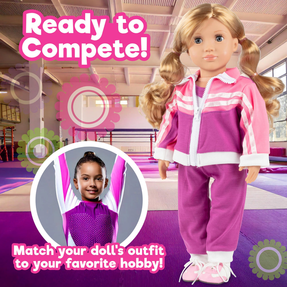 Dress Along Dolly hero shot shows the sports outfit in vibrant detail