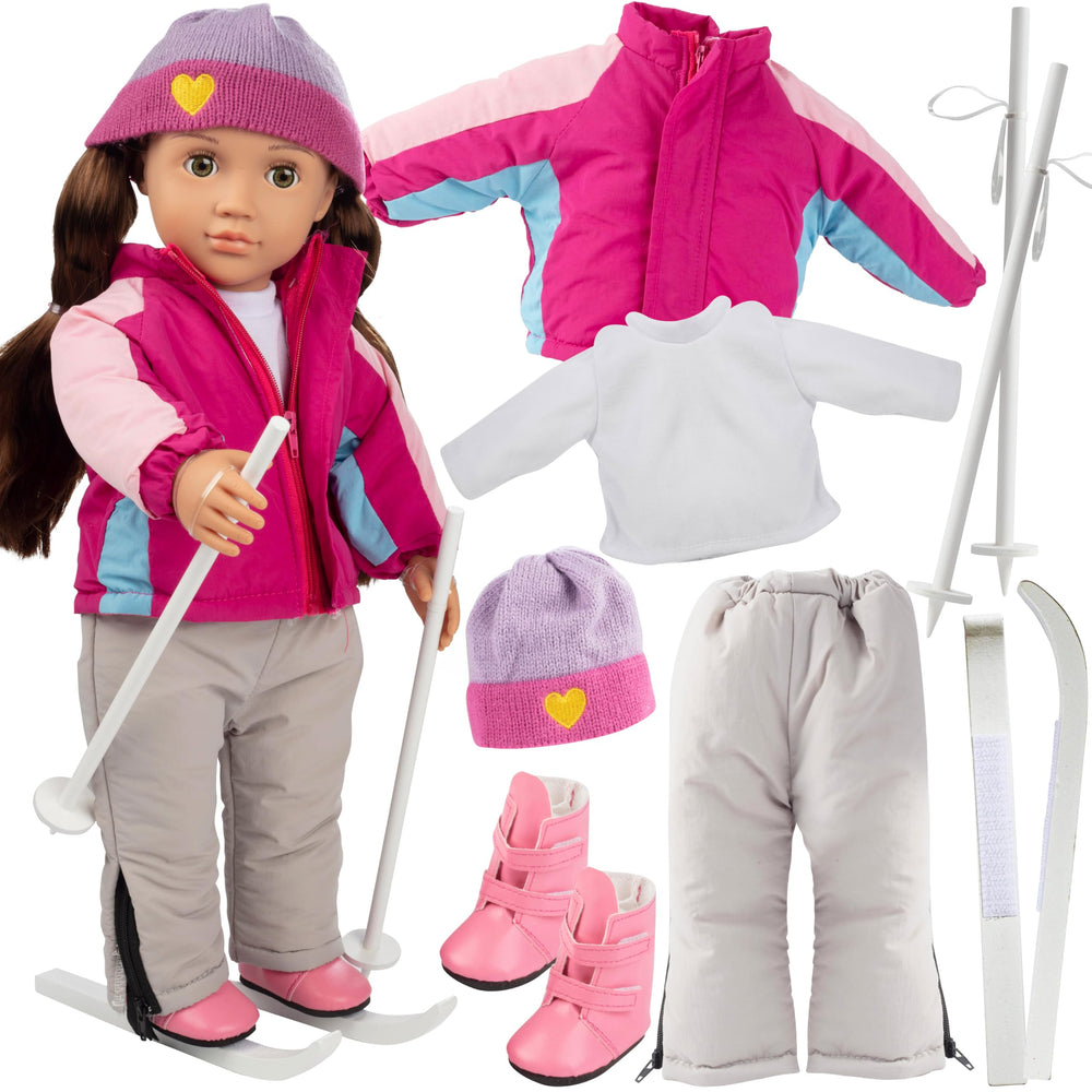Dress Along Dolly ski outfit jacket for 18-inch dolls, premium materials for durable play.