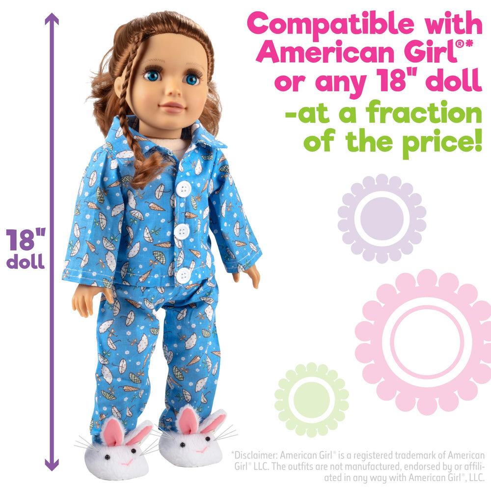 Dress Along Dolly umbrella-themed pajamas top, rainy-day playwear for 18-inch dolls.
