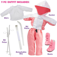 Dress Along Dolly winter ski pants for 18-inch dolls, comfortable all-day wear.