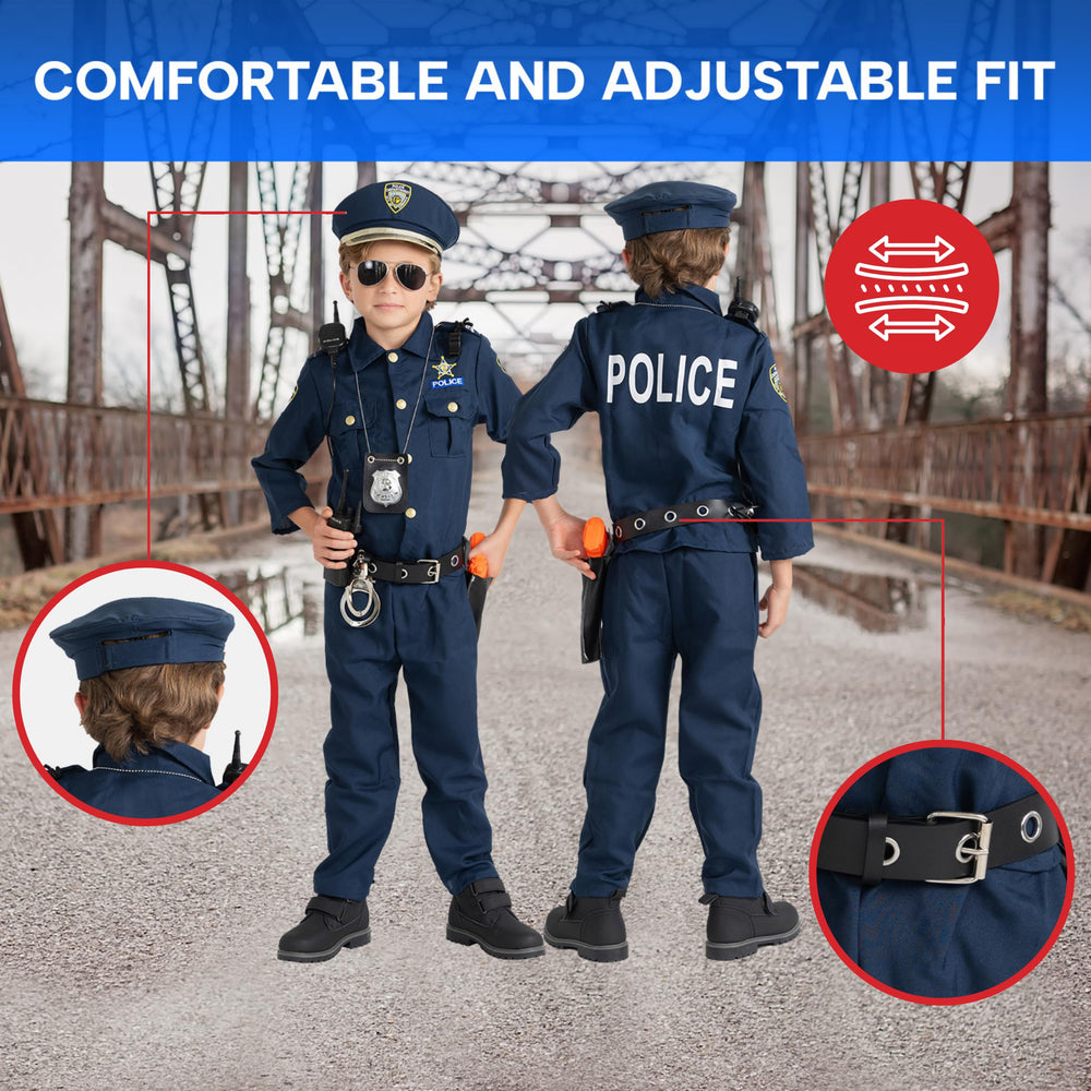 Dress Up America police costume hat completes the realistic uniform