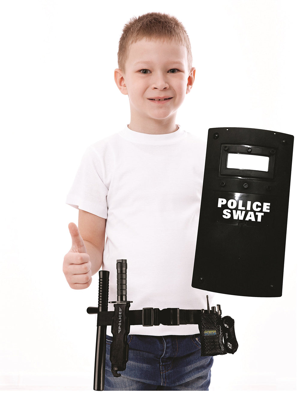 Dress Up America working flashlight adds authentic lighting for nighttime role play.