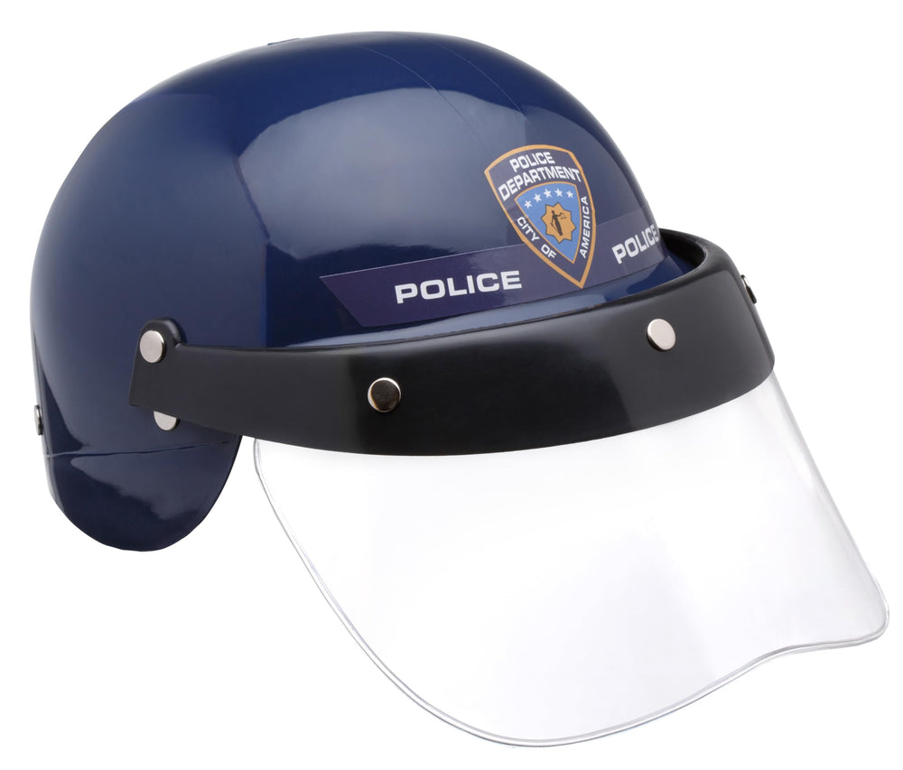 Dress Up America police helmet with visor for imaginative play.