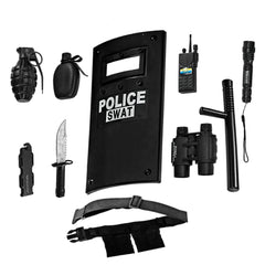 Dress Up America SWAT shield for realistic pretend play and imaginative role-play battles.