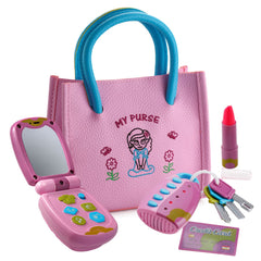 Dress Up America toddler purse pink tote with embroidery for imaginative play.