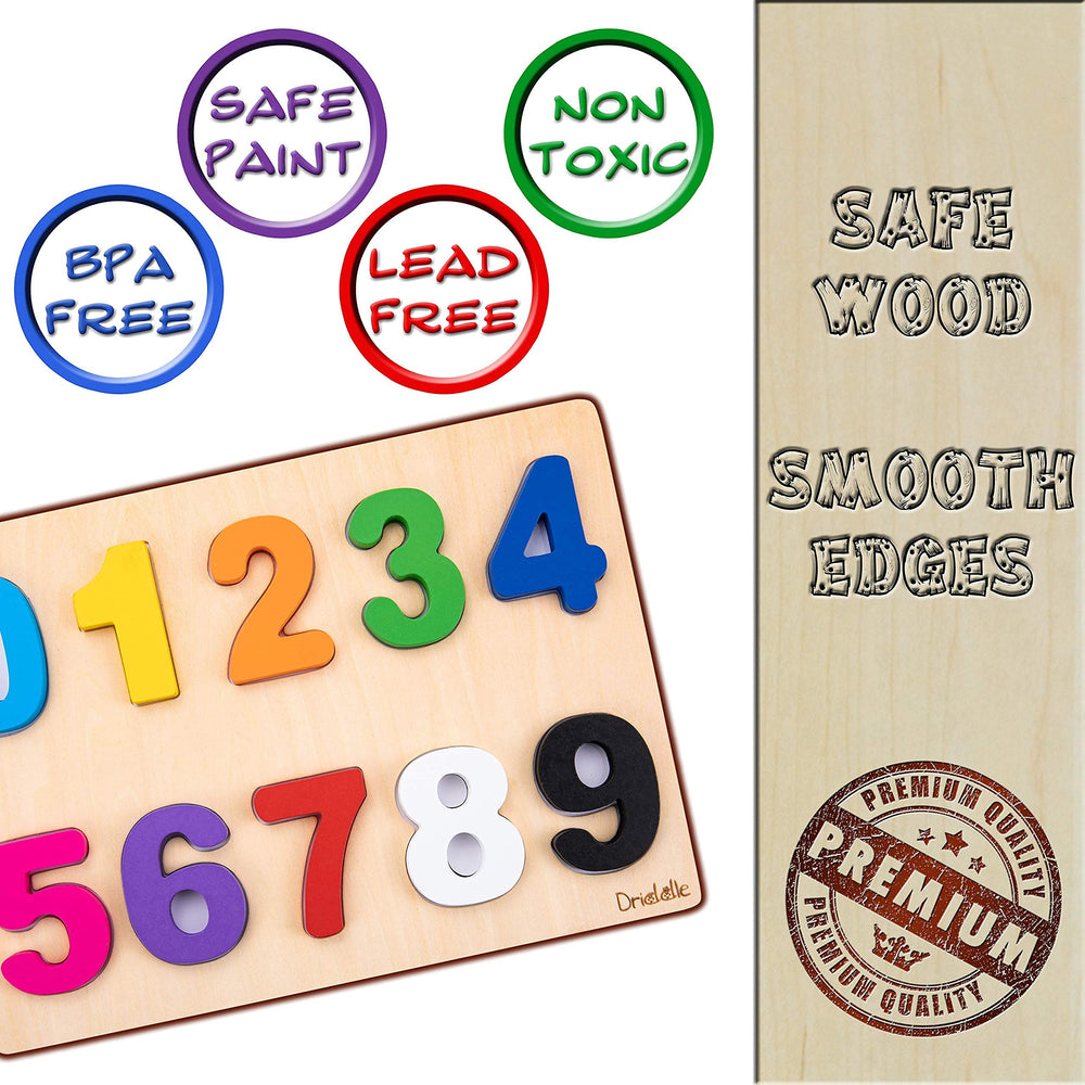 Driddle puzzle board for color matching and number pairing.
