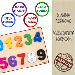 Driddle puzzle board for color matching and number pairing.