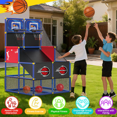 Drmukie Upgrade Dual Basketball Arcade adjustable height fits growing players.