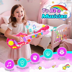 Drmukie toy guitar with adjustable strap for on-the-go use