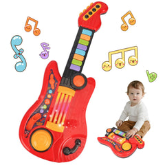 Drmukie kids guitar toy folds flat with no strings for safe, portable play.