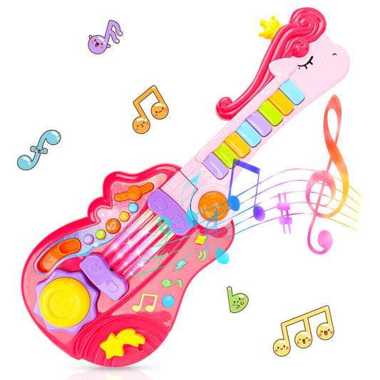 Drmukie kids guitar toy in piano mode with glow-touch lights