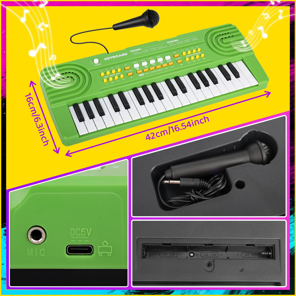 Drmukie kids piano green portable design ideal for travel.