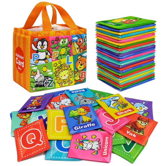 Dr.Rapeti Soft Alphabet Cards show capital letters in bright colors for early literacy development.