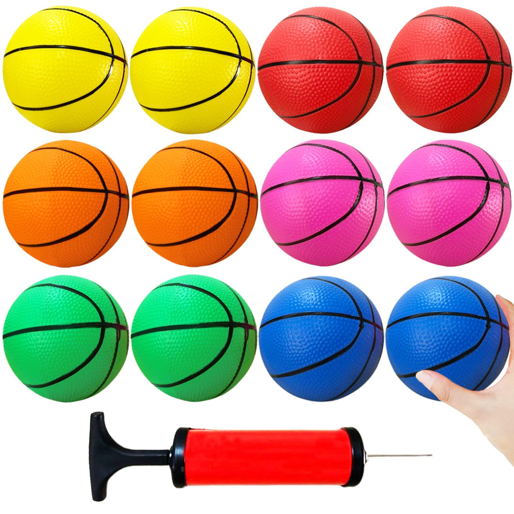 Dshengoo 12-pack mini basketballs in bright colors for poolside play and quick tosses