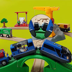 DSHMIXIA wooden-track set compatible with universal tracks for versatile play.