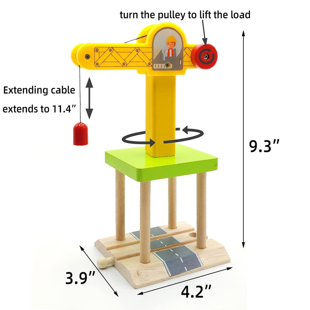 DSHMIXIA crane pulley in action demonstrates lift and lower functionality for realistic play.