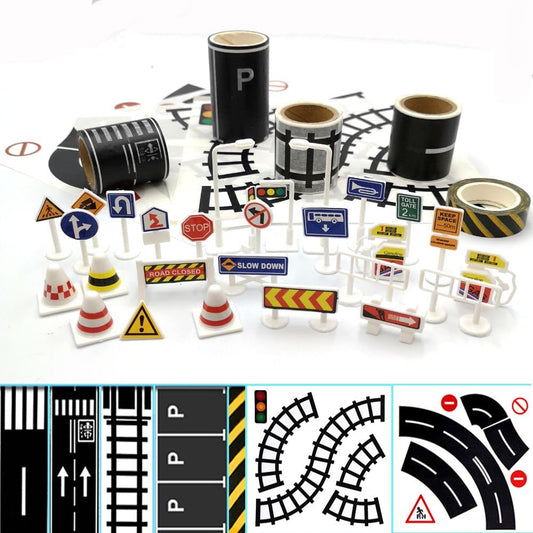 dspitwod road tape track rolls for kids, creates instant racing lanes